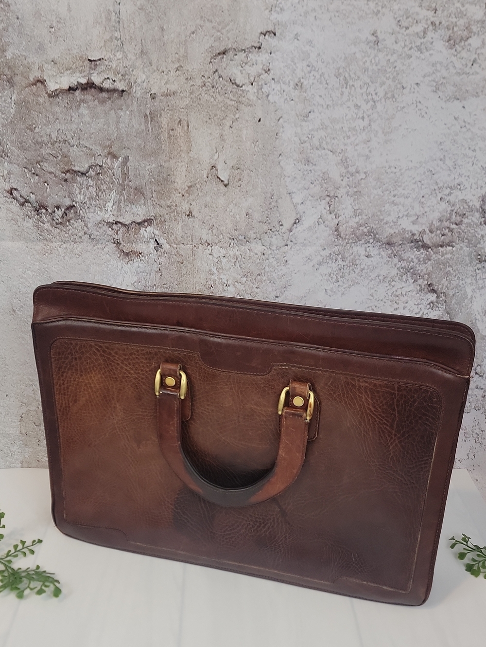 Cole Haan Leather Briefcase Vintage Cognac Brown Bag